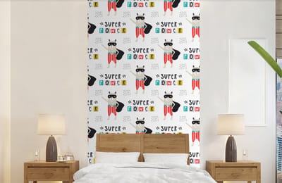 Behang - Fotobehang Jongens - Patroon - Superheld - Breedte 120 cm x hoogte 240 cm