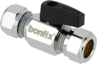Bonfix Kogelstopkraan recht knel 12×12 (zwarte knop) 1st
