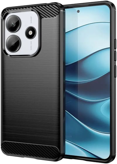 Geborsteld TPU Hoesje Geschikt voor Xiaomi Redmi Note 14 5G | Beschermhoes | Back Cover | Flexibel TPU | Stijlvol Carbon | Dun | Zwart