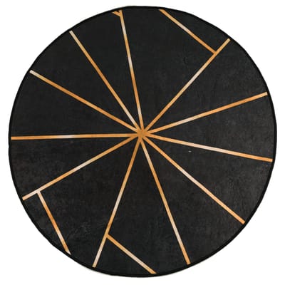 vidaXL - Vloerkleed - wasbaar - Ø - 120 - cm - zwart - en - goudkleurig
