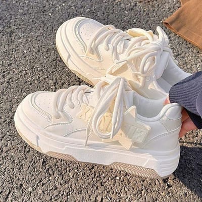 Platform Skateboard Brood Schoenen Dames Ins Trendy Veelzijdig Casual Sport Kleine Witte Schoenen Lente Nieuwe Modellen 40 beige