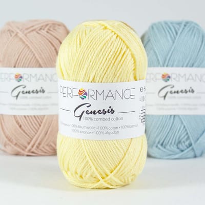 Genesis zacht geel 2051 - 5 bollen gekamd katoengaren - pendikte 3,5 a 4mm