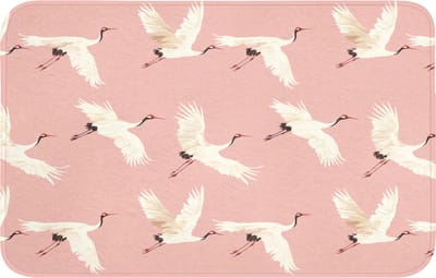 Badmat 80x50 cm - Antislip - Modern - Kraanvogels - Roze - Badmatten voor badkamer - Badkamermat - Douchemat - Badkamer mat