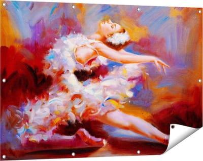 Gards Tuinposter Ballerina van Olieverf - Ballet - 120x80 cm - Tuindoek - Tuindecoratie - Wanddecoratie buiten - Tuinschilderij