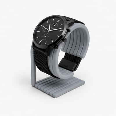 Skushy Horlogestandaard Luxe Ribbel Design - Horloge Houder - Premium Horloge Display - Armbandhorloge Standaard - Watch Stand - Sieraden Organizer - Bureau Accessoire - Nachtkastje Decoratie - Grijs