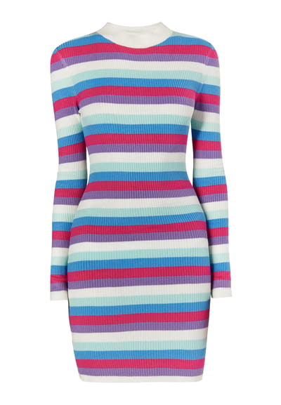 Mymo Gebreide jurk Dames Wol Wit Veelkleurig