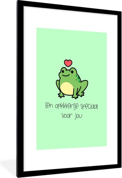 Fotolijst incl. Poster - Beterschap - Quotes - Kikker - Opkikker - 60x90 cm - Posterlijst