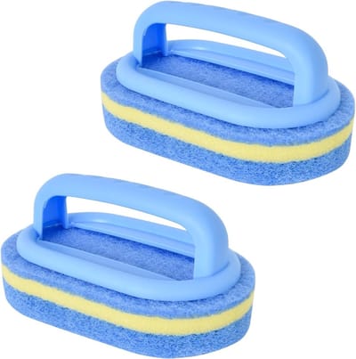 Multifunctionele Schoonmaak Spons met Handvat, 17 x 5.5 x 7.5 cm, Ideaal voor Keuken en Zwembad, Set van 2, Effectieve Spons voor Grondige Reiniging