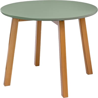 Ronde Salontafel - Bijzettafel - Woonkamer Meubel - Stabiele Houten Poten - 60 cm Diameter - Olijfgroen