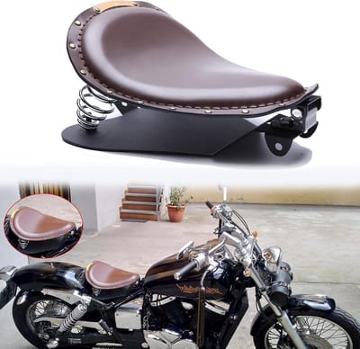 Motorfiets Zitkussen - Solo Zadel - Comfortabel Rijden - Met Schokdempende Veren - 30 x 25 cm - Bruin