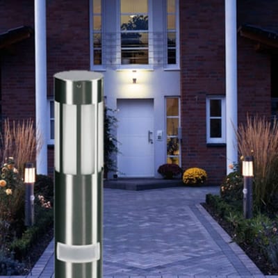 Albert Leuchten Tuinpadverlichting 475, roestvrij staal, hoogte 90 cm, bewegingsmelder