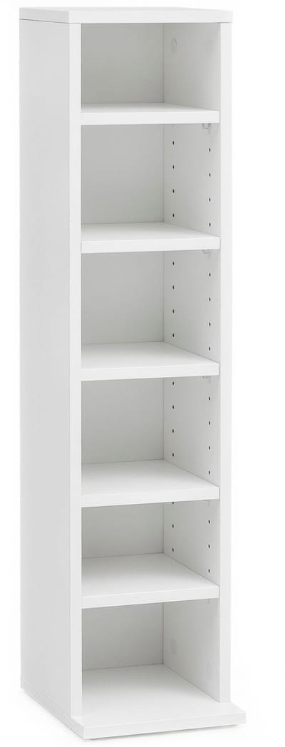 CD-plank WL5.836 hout 75x120,5x35 cm Modern | Design boekenplank slank | CD-standaardopslag Klein | Open nisplank wit | Multifunctionele kast met 6 vakken open | CD houten plank wit