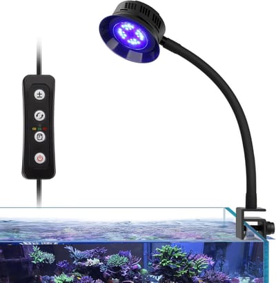 Clip On zeewater LED-verlichting, 30W zoutwater aquarium LED-licht, volledig spectrum aquarium licht LED reef zoutwater met instelbare helderheid, 3 tijdinstellingen voor koraal marine tank