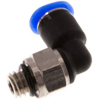 4mm x M 6 90 graden L-verbinding Messing/PBT Insteekfitting Buitendraad Kort Draaibaar Compact Ontwerp NBR [2 Stuks]