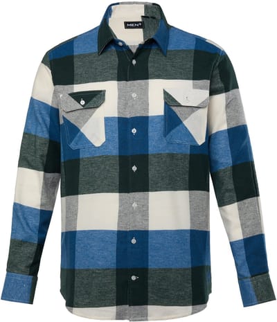 Men Plus - Heren - Geruit flanellen overhemd lange mouwen kentkraag Comfort Fit - Donkerpetrol - Maat 3XL