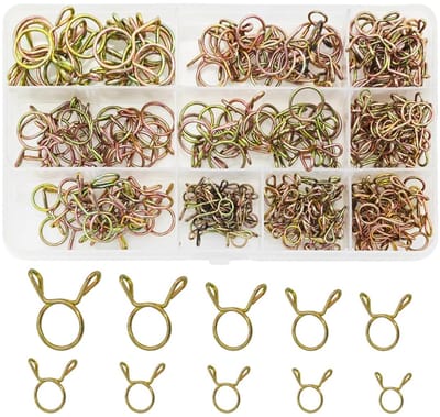 Dailygoods- Slangklemmen 250 stuks - Veerklemmen - Staal/zink - Afmetingen 5-14 mm - Kunststof doos - Geordend en overzichtelijk - Klemmen