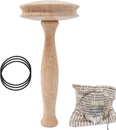 Stop Paddenstoel Set - Naai Benodigdheden - Kleding Repareren - Stevig Houten Materiaal - Compact Ontwerp - Houtkleur
