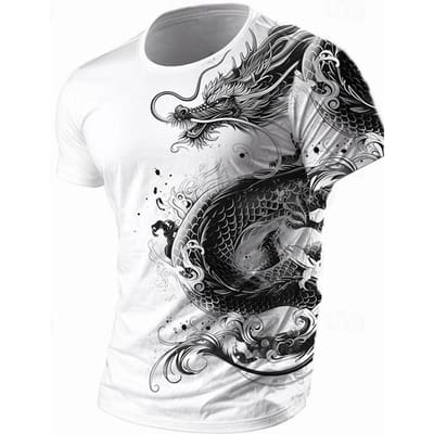 Zomerdraak 3D Print Heren T-shirt Dagelijks Casual Heren Straat T-shirt Buiten Sport Korte Mouw Stedelijke Mode Heren T-shirt 6XL gray