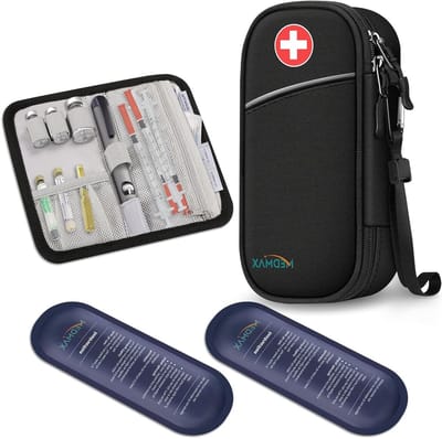 Draagbare Insuline Koeltas met 2 Koelbatterijen, Waterdichte en Geïsoleerde Medicijn Organizer, Ideaal voor Diabetici - Zwart, Minimalistisch Design