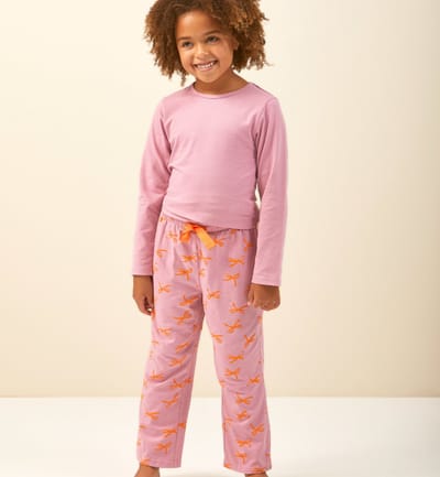 Little Label - meisjes pyjama-set roze strikjes 4Y/98-104 - Zachte BIO Katoen