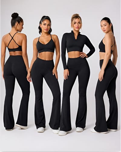 DV - Zwart - M - Flared Legging - Anti-cellulite – High Waist - Butt Lifting effect - Naadloos - Stimuleert de bloedcirculatie - June Spring