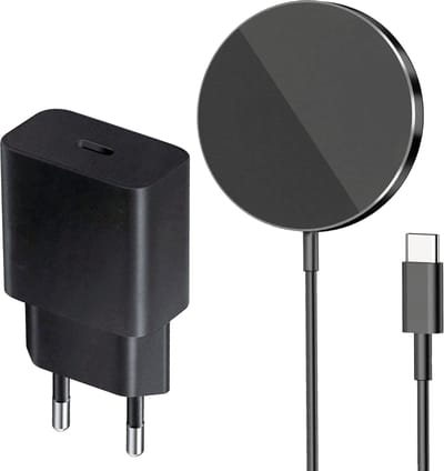 Draadloze oplader geschikt voor MagSafe - snellader - draadloos opladen - met usb C adapter 30w - magnetisch - qi2 - 1m - zwart