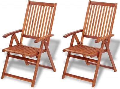 Set van 2 Inklapbare Tuinstoelen van Acaciahout - Luxe Ligstoelen Met 5 Posities
