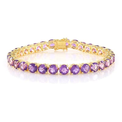 Cavill - Zilveren Armband - 925 Sterling Zilver Verguld - 31 Marokkaanse Amethisten Rondgeslepen - 21.204 Karaat - Elegante Paarse Edelsteen Armband