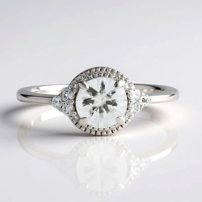 Cavill - Zilveren Ring Geplatineerd - 1,05 ct Ronde Briljant Zirkoon Cambodja - 925 Sterling Zilver - Elegante Sprankelende Damesring 1,18 ct