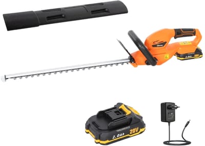 Accu Heggenschaar 51 cm – Elektrische Grasschaar - met 2.0Ah Accu & Lader - 100W Motor - Accu-gras- en Haagschaar - Draadloze Snoeischaar - Heggenknipper - Tuingereedschap voor Struiken, Hagen en Planten - Oranje
