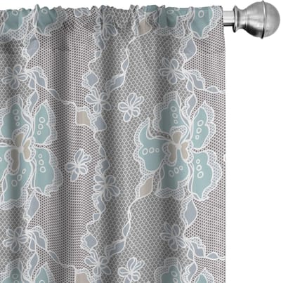 ABAKUHAUS Bloemen Gordijnen – 2x75x175 cm – Microvezel – Grijs Seafoam