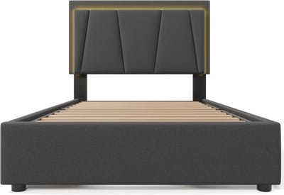 Gotagee Gestoffeerd bed opbergbed met 4 lades multifunctioneel bed geschikt voor de slaap- of logeerkamer platformbed 90x200cm Eenvoudig bed voor de slaapkamer Bed met opbergruimte Bed zonder matras