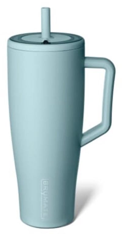 Geïsoleerde Drinkbeker met Handvat en Rietje, Lekvrij, Roestvrij Staal, Bekerhoudervriendelijk, 1,2 L