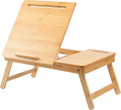Laptoptafel verstelbaar - Bamboe Laptop tafel voor op Bank of Bed - Bijzettafel - Hoogte verstelbaar & Inklapbaar