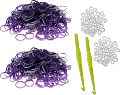 Behave - 600 Loombandjes - Grijs-Donkerpaars - Met Weefhaken & S-clips - Latexvrij - Creatief Speelplezier