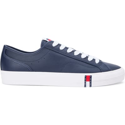 Tommy Hilfiger Archive Flag Stripe Leather Trainers Dark Night Navy Größe: 40 | Trainers Outlet | Herren | Schwarz
