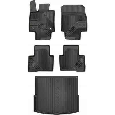 Frogum Voordeelset - Premium Automatenset No.77 + Dry Zone Kofferbakmat - Geschikt voor Suzuki Across (vanaf 2020) - Lage laadvloer met organizer - TPE Rubber - Zwart