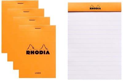 Rhodia Notitieblok - Schrijfblok - N12 - Gelijnd - 8,5x12 cm - 80g - Oranje - 80 vel- 10 stuks