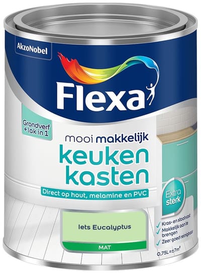 Flexa - Mooi Makkelijk Keukenkasten Mat - Iets Eucalyptus - Mengverf - 750 Ml