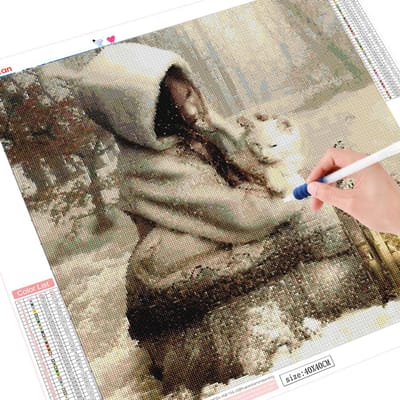 Diamant schilderij 5D dier diamant kunst borduurwerk Wolf handgemaakte mozaïek woondecoratie 30x30CM gray