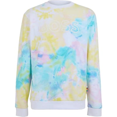 Boss Heren-sweatshirt met tie-dye-print, normale pasvorm (Wit)