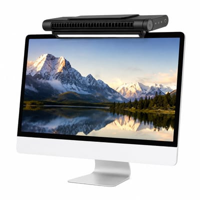 ITRONIQ Monitor Ventilator Met Verlichting – USB Schermventilator Voor Laptop en PC – Oplaadbaar – Verstelbaar - 2000 mAh – Zwart