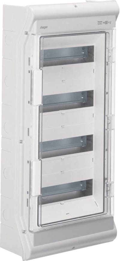 Hager VE412PN VE412PN Kleine verdeelkast Opbouw (op muur) Aantal rijen: 4 Inhoud: 1 stuk(s)