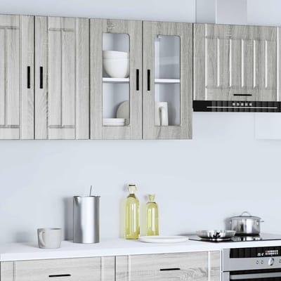 vidaXL - Keukenbovenkast - met - glazen - deur - Porto - grijs - sonoma - eiken