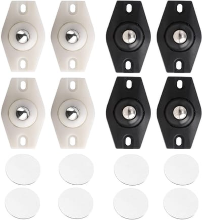 Dailygoods- Wielen Set van 8 - Zwenkwielen 360° - Transportroller - Zelfklevend - Hoogwaardig ABS/Roestvrij Staal - Sterke Laadcapaciteit - Transportwielen