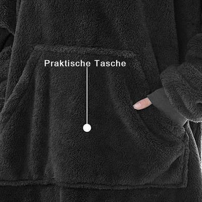 Dailygoods- Hoodie Deken - Extreem Zacht Flanel - Draagbare Dekentrui - Capuchondeken - Knuffeldeken - Grote Zak voor Tablets en Snacks - Dekentruien