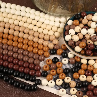 Kralen, 500 stuks, 10 mm, ronde houten kralen om te rijgen, voor doe-het-zelf sieraden maken (donker, 10 mm)