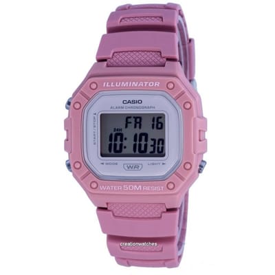 Casio Youth W-218HC-4AVDF Vierkant Digitaal Horloge voor Dames met Pastelroze Resin Horlogeband