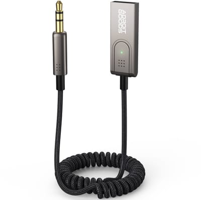 AdroitGoods USB Bluetooth 5.0 AUX Adapter | Auto Bluetooth Ontvanger voor Muziek, Handsfree Bellen en Universele Compatibiliteit met AUX 3.5mm