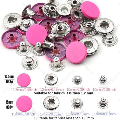 12.5/15Mm Metalen Knopen Lederen Drukknoop Ronde Zware Naaiaccessoires Kleurknop Voor Kleding Jassen Tassen Leerbewerking 15mm-20S helder roze